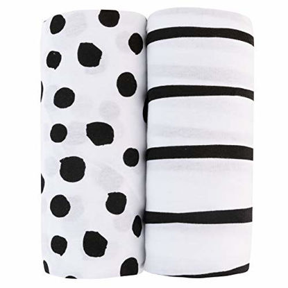 Picture of Adrienne Vittadini Bambini Jersey Cotton Standard Crib Sheets 2 Pack Stripes & Dots, Black (AVB-0012)