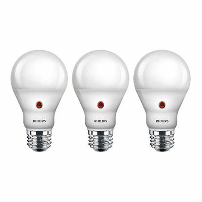 Picture of Philips LED Dusk-To-Dawn Outdoor A19 Light Bulb, Flicker-Free, 800 Lumen, Soft White Light (2700K), 8W=60W, E26 Base, 3-Pack