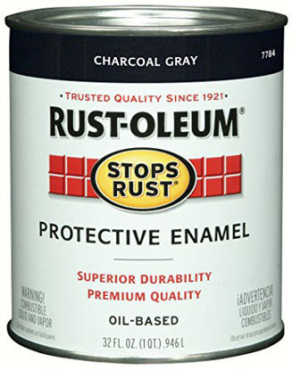 Picture of Rust-Oleum 7784502-2PK Stops Rust Brush On Paint, Quart (2 Pack), Gloss Charcoal Gray, 2 Can
