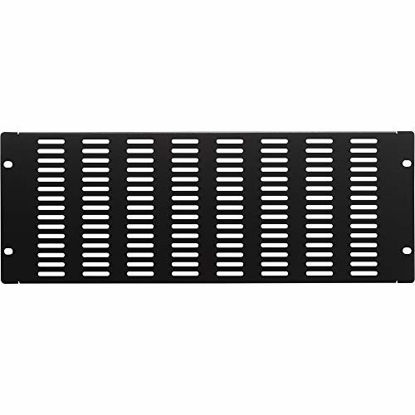 Picture of NavePoint 4U Blanking Panel, Slotted, Flanged, 19 inch Wide Network Server Rack or Server Cabinet, Filler Panel, Steel, Hardware Included
