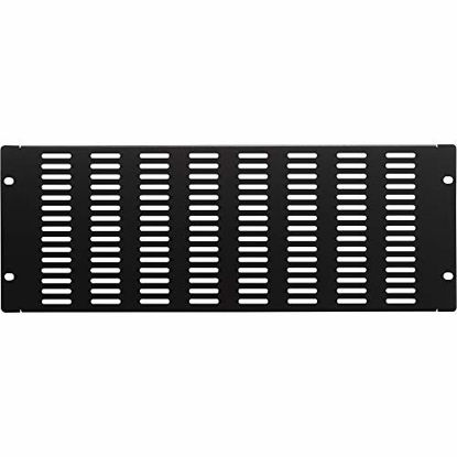 Picture of NavePoint 4U Blanking Panel, Slotted, Flanged, 19 inch Wide Network Server Rack or Server Cabinet, Filler Panel, Steel, Hardware Included
