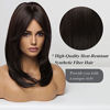 Picture of HAIRCUBE Long Dark Brown Wigs for Women, Synthetic Hair Wig with Bangs for Daily Use