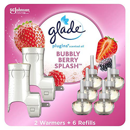 Picture of Glade PlugIns Refills Air Freshener Starter Kit, Scented and Essential Oils for Home and Bathroom, Bubbly Berry Splash, 4.02 Fl Oz, 2 Warmers + 6 Refills