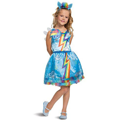 Picture of Disguise Rainbow Dash My Little Pony Costume for Girls, Children's Character Dress Outfit, Classic Kids Size Small (4-6x), Blue & Rainbow (104719L)