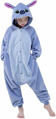 Picture of CANASOUR Kids Plush One Piece Cartoon Cosplay Onesies Costume (Stitch, 5-Height 41-46")