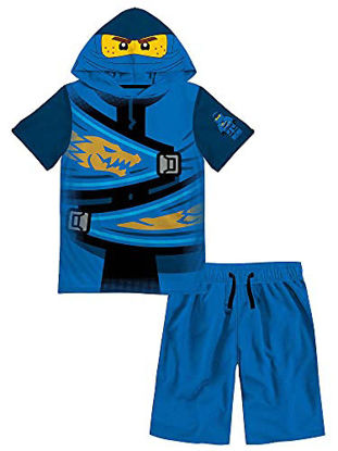 Picture of LEGO Ninjago Boys Ninjago Costume Short and Matching Costume Hooded T-Shirt (Blue, Size 4)