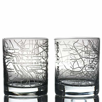 Picture of Greenline Goods Whiskey Glasses - 10 Oz Tumbler Gift Set for Washington, DC lovers, Etched with Washington, DC Map | Old Fashioned Rocks Glass - Set of 2