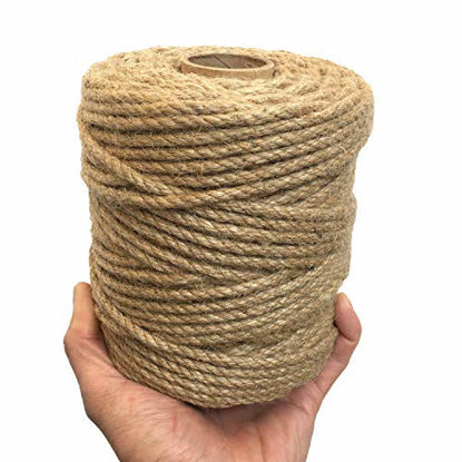 Picture of ILIKEEC 5mm Jute Twine, 328 Feet Braided Natural Jute Rope, Heavy Duty and Thick Twine Rope for DIY Artwork, Bundling, Home Decor, Macrame Projects and Gardening Applications