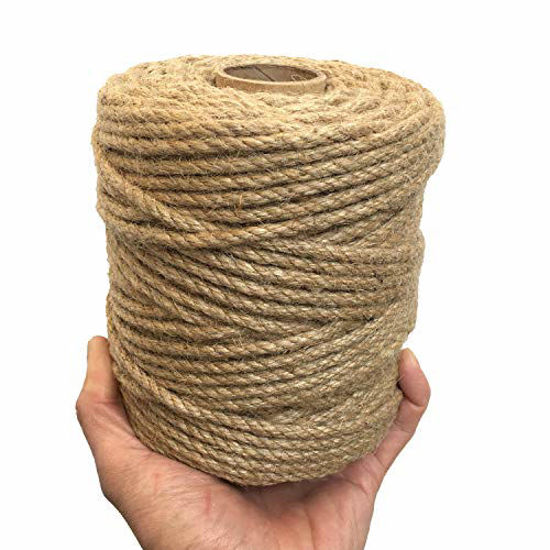 Picture of ILIKEEC 5mm Jute Twine, 328 Feet Braided Natural Jute Rope, Heavy Duty and Thick Twine Rope for DIY Artwork, Bundling, Home Decor, Macrame Projects and Gardening Applications