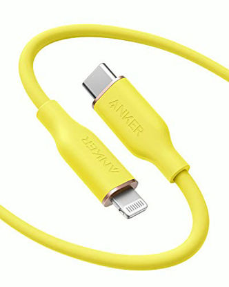Picture of Anker Powerline III Flow, USB C to Lightning Cable for iPhone 13 13 Pro 12 11 X XS XR 8 Plus [MFi Certified, 6ft, Daffodil Yellow] Supports Power Delivery, Silicone Cable (Charger Not Included)