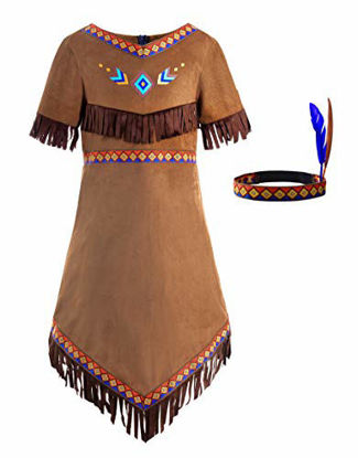 Picture of ReliBeauty Girls Native American Costume Kids Dress Outfit, 5/120