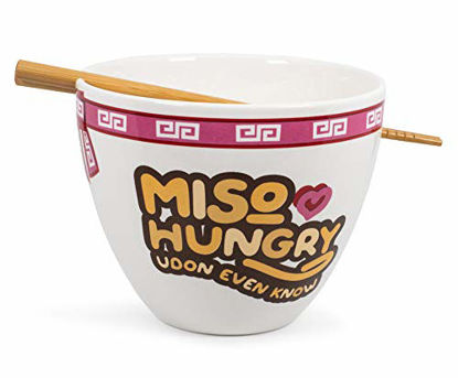 Picture of Miso Hungry Japanese Ceramic Dinner Set | 16-Ounce Ramen Bowl and Chopsticks Set