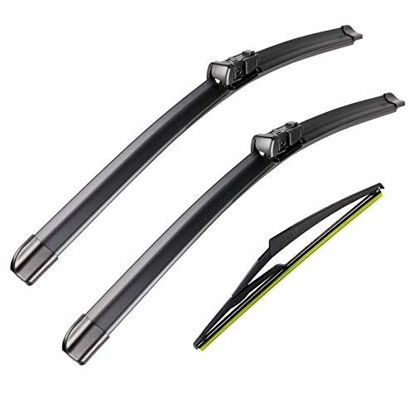 Picture of 3 wiper Factory for Benz GL-Class 2013-2016 GL450 GL350 GL550 ML-Class 2012-2015 ML350 ML550 ML63 GLE-Class 2016 -2017 Original Equipment Replacement Wiper Blade Set - 26"/23" /12"Top Lock 19mm