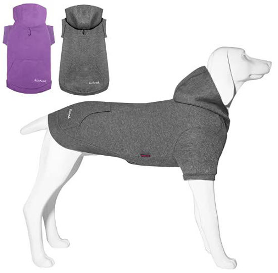 Picture of Kickred 2 Pieces Basic Cotton Dog Hoodie Sweater, Soft Pet Clothes Dog Sweatshirts, Dog Outfit Coat Pullover with Pocket and Leash Hole for Small Medium Large Dogs, 2XL