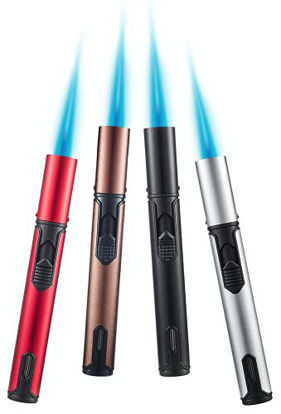Picture of Urgrette 4 Pack Butane Torch Lighters, 6-inch Refillable Pen Lighter Adjustable Jet Flame Butane Lighter for Grill BBQ Camping (Gas Not Included)