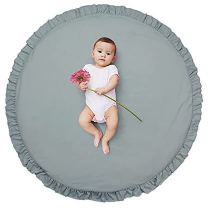 Picture of Abreeze Baby Cotton Play Mat Soft Crawling Mat Detachable Washable Game Blanket Floor Playmats Kids Infant Child Activity Round Rug Home Room Decor,Light Grey