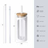 Picture of Kodrine 20oz Glass Water Bottle with Straw and Lid,Bamboo Lids Water Tumbler, Iced Coffee Cup Reusable, Wide Mouth Smoothies Cup, Straw Silicone Protective Sleeve BPA FREE-White+Black-2pack