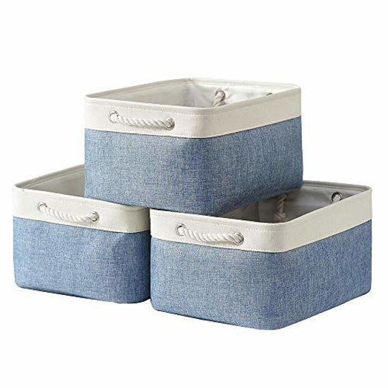Storage Baskets for Shelves Decorative Baskets with Handles,Collapsible Baskets for Organizing Dog Toy Baskets Toys 3-Pack Grey Office Clothes Pulnimus Fabric Storage Baskets 