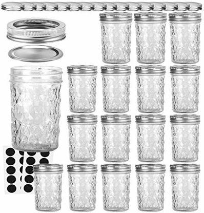 Picture of Mason Jars 8 OZ, VERONES Canning Jars Jelly Jars With Regular Lids, Ideal for Jam, Honey, Wedding Favors, Shower Favors, Baby Foods, 16 PACK,Extra 16 Lids