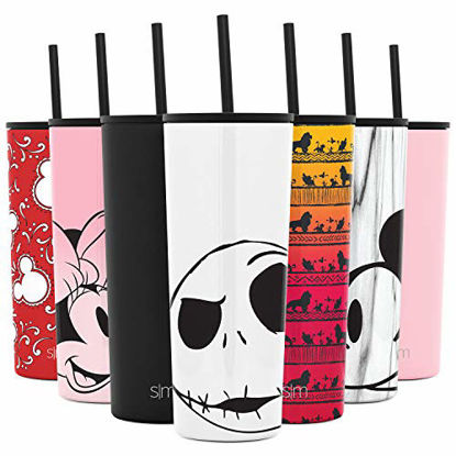 Picture of Simple Modern Disney Character Insulated Water Bottle Tumbler with Straw Lid Reusable Stainless Steel Wide Mouth Travel Cup, 24oz, Nightmare Before Christmas