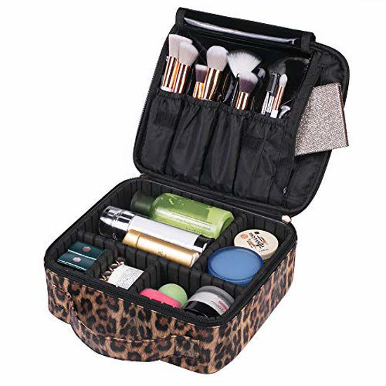 GetUSCart- OXYTRA Makeup Bag Leopard Print PU Leather Travel Cosmetic Bag  for Women Girls - Cute Large Makeup Case Cosmetic Train Case Organizer with  Adjustable Dividers for Cosmetics Make Up Tools