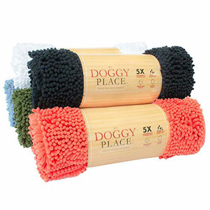 Picture of My Doggy Place - Ultra Absorbent Microfiber Dog Door Mat, Durable, Quick Drying, Washable, Prevent Mud Dirt, Keep Your House Clean (Black, Medium) - 31 x 20 Inch