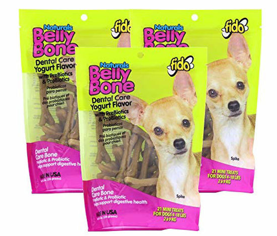 Picture of (3 Pack) Fido Belly Dog Bone, Digestion Aid w/ Prebiotic and Probiotic Enzymes, Mini, 21 Bones each