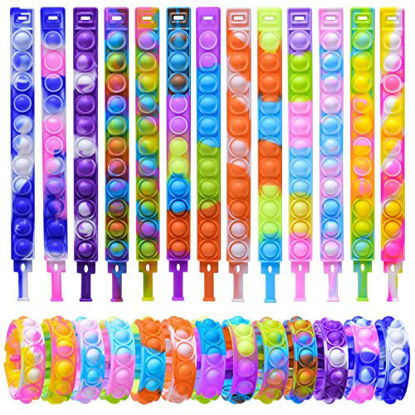 Picture of Zxhtwo 26 Pcs Pop Bracelet Fidget Toy, Wearable Fidget Bracelets Push Poping Bubble Sensory Toys Stress Relief Finger Press Silicone Wristband for Kids and Adults ADHD ADD Autism Anxiety