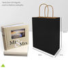 Picture of Black Paper Bags with Handles - 8X4X10 inches 100 Pcs. Paper Shopping Bag, Bulk Gift Bags, Party Bags, Favor Bags, Goody Bags, Take-Out Bags, Merchandise Retail Bags, 80% PCW Cub Size