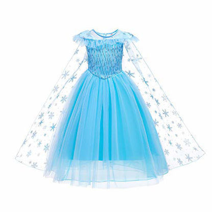 Picture of Princess Costumes Birthday Party Dress Up for Little Girls with Wig,Crown,Mace,Gloves Accessories 3T 4T(D56,110cm)