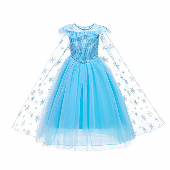 Picture of Princess Costumes Birthday Party Dress Up for Little Girls with Wig,Crown,Mace,Gloves Accessories 3T 4T(D56,110cm)