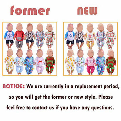 Picture of ZWSISU 10 Sets of 16-18 Inch Baby Doll Clothes Pajamas Outfits Pjs Dresses for 43cm New Born Baby Dolls, American 18 Inch Girl Doll, 15 Inch Bitty Baby Doll