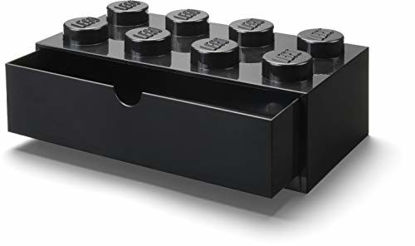 Picture of Room Copenhagen, Lego Desk Drawer - Stackable Tabletop Storage - 12.4 x 6.2 x 4.5 - Brick 8, Black (40211733-Parent)