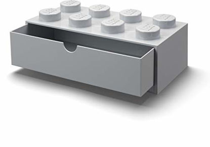 Picture of Room Copenhagen, Lego Desk Drawer - Stackable Tabletop Storage - 12.4 x 6.2 x 4.5 - Brick 8, Stone Grey (40211733-Parent)