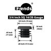 Picture of 3/4 Inch Square Tubing End Cap 100PK (14-20 Gauge Wall Tubing) Plastic Plugs/Square End Caps/Plastic End Caps/Square Plug/Square Plastic Plug/by EZENDS  (100)