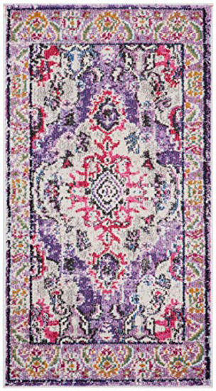 Picture of SAFAVIEH Monaco Collection MNC243P Boho Chic Medallion Distressed Non-Shedding Living Room Bedroom Accent Rug, 2'2" x 4', Violet / Fuchsia