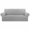 Picture of KEKUOU Stretch Loveseat Sofa Slipcover 1 Piece Couch Sofa Cover (55"-79") Furniture Protector 2 Seater Sofa with Elastic Bottom for Kids,Pet.Jacquard Small Checked Pattern Fabric(Medium,Silver)