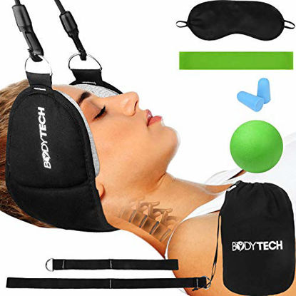 Picture of Bodytechnix Neck Head Hammock Kit for Back & Neck Pain Relief | Neck Stretcher & Cervical Neck Traction Device | Spine Decompression Neck Pillow for Physical Therapy
