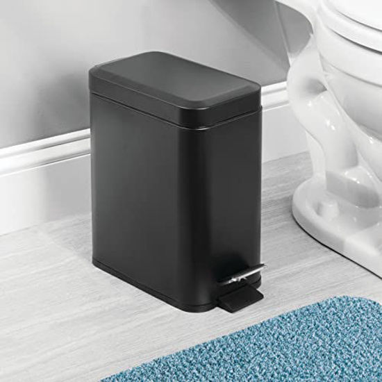 GetUSCart- mDesign Metal 1.3 Gallon Rectangular Slim Profile Step Trash ...