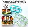 Picture of Leakproof Bento-Box Lunch-Boxes for Women, Kids. Large Green 4 Compartments and Mini Blue 3 Compartment Containers for Lunches, Snacks. BPA Free Set of 2.