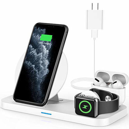 Picture of Yemo 3 in 1 Wireless Charger, Charging Station for Apple Products Compatible with Airpods Pro, Apple Watch Series Se 6 5 4 3 2, Phone Charging Station Dock for iPhone 12,11,11 Pro,Xr,Xs Max,Samsung