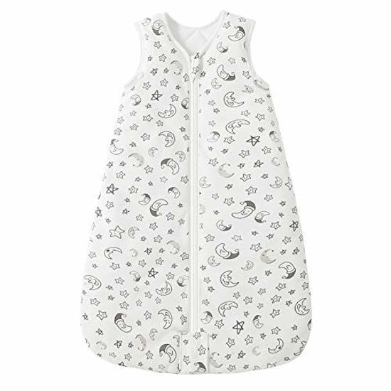 Mosebears Sleep Sack Baby Wearable Blanket with 2-Way Zipper,2.5 TOG Cotton Sleep Sack Unisex White, 6-12 Months 