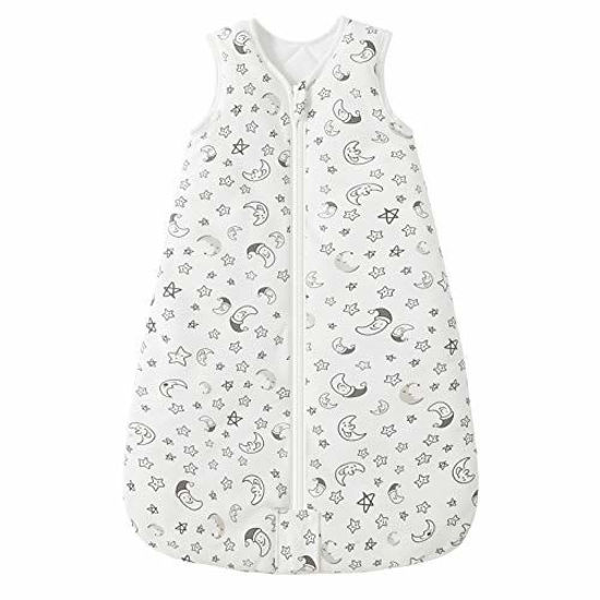 Picture of Mosebears Sleep Sack Baby Winter Wearable Blanket with 2-Way Zipper,2.5 TOG Cotton Sleep Sack Unisex (White Star, 12-18 Months)