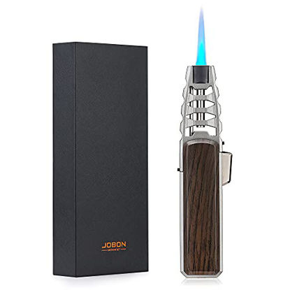 Picture of Turbine Torcher, Jet Torch Butane Lighter with Gift Box Solar Beam Torch Jet Flame Refillable Butane Windproof Lighter with for Candle Camping Grill BBQ Kitchen (Butane Not Included) Brown