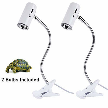 Picture of CalPalmy 25W Reptile UVA UVB White Lamp - Upgraded Lengthened Adjustable Stand & Socket - for Birds Brooder Coop Chicken Lizard Turtle Snake Aquarium Habitat Heat Lamps & Light Bulbs - 2-Pack