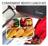 Picture of Bento Box with Lunch Bag and Ice Pack Set. Containers for Kids Adults Snacks and Lunches. 3 Compartments, Leakproof Portion Container Boxes Insulated Bags for School or Work, Grey - Black