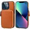 Picture of Bocasal RFID Blocking Wallet Case for iPhone 13 Pro Max, Adjustable Crossbody Zipper Purse Case Card Holder with Kickstand Detachable Wrist Strap, PU Leather Flip Folio Case 6.7 Inch 5G (Brown)
