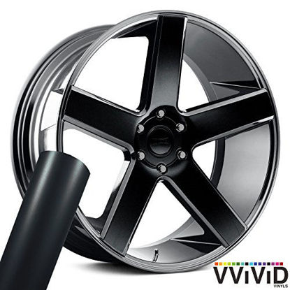 Picture of VViViD Auto Rim Air-Release Adhesive Vinyl Wrap 24 Inch x 30 Inch 4 Sheet Pack (Matte Black)
