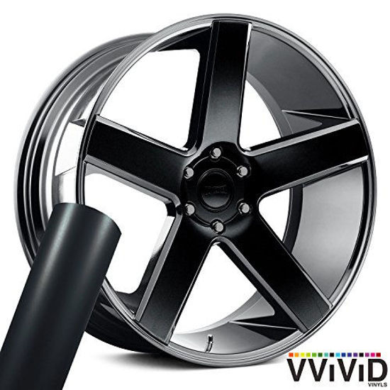 Picture of VViViD Auto Rim Air-Release Adhesive Vinyl Wrap 24 Inch x 30 Inch 4 Sheet Pack (Matte Black)