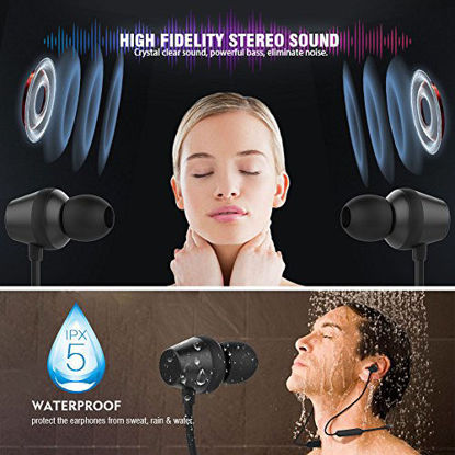 Picture of Sport Bluetooth Headphones Waterproof, Noise Cancelling Wireless Headphones with Mic Magnetic 9 Hours Playtime Bluetooth Earbuds HD Stereo Earphones Neckband Bluetooth Headset for Running Gym Workout